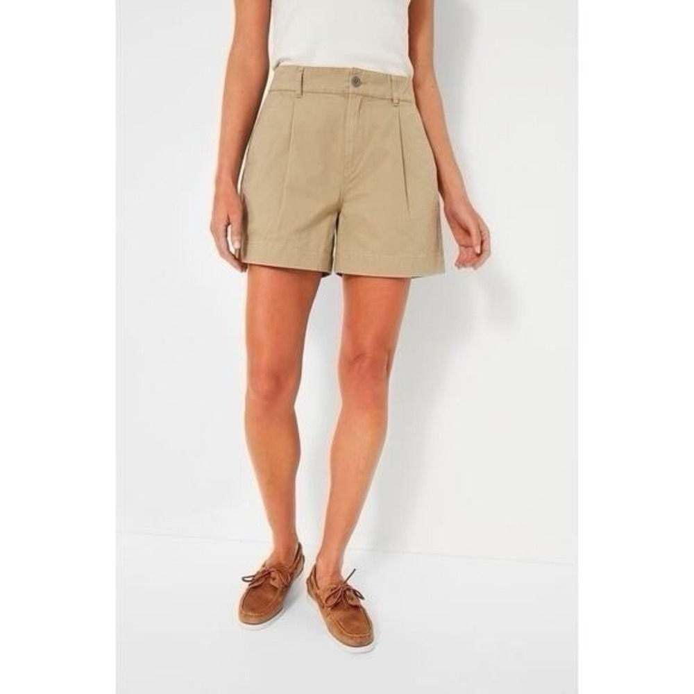 Tuckernuck Wells Shorts Size 14 Beige Pleated Chino‎ Twill High Waist Khaki
